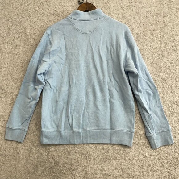 Lands' End Men's M 1/4 Light Blue Zip Pullover Sweater Cotton Blend Long Sleeve - Picture 2 of 5